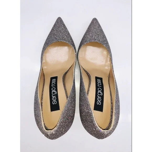 Sergio Rossi Women Godiva Pointed Toe Dress Pump Royal Degrade Silver EU 36 US 6 - Picture 6 of 11